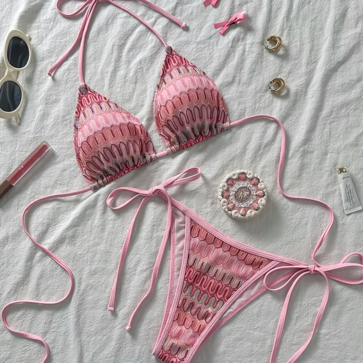 Bikini punto hilo Rosado