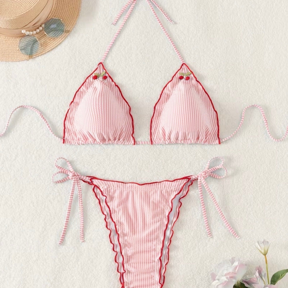 Bikini Blonde Rosado con rojo