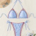 Bikini blonde rojo con celeste