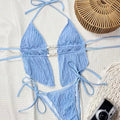 Bikini Celeste pliegues con caida