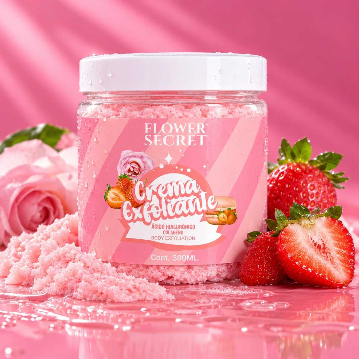 Crema exfoliante de fresa + colageno